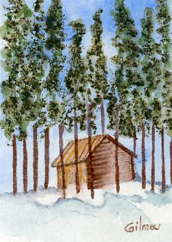My Cabin  Gilma Arenas Madison WI watercolor NFS